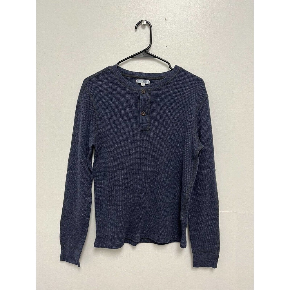 Wallace Barnes Thermal Shirt Mens Medium Waffle Blue Navy Pullover Knitted